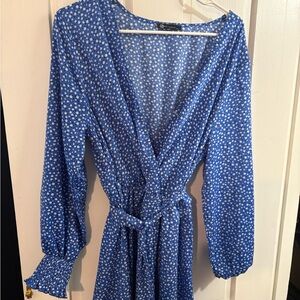 Blue Polka Dot Wrap Dress